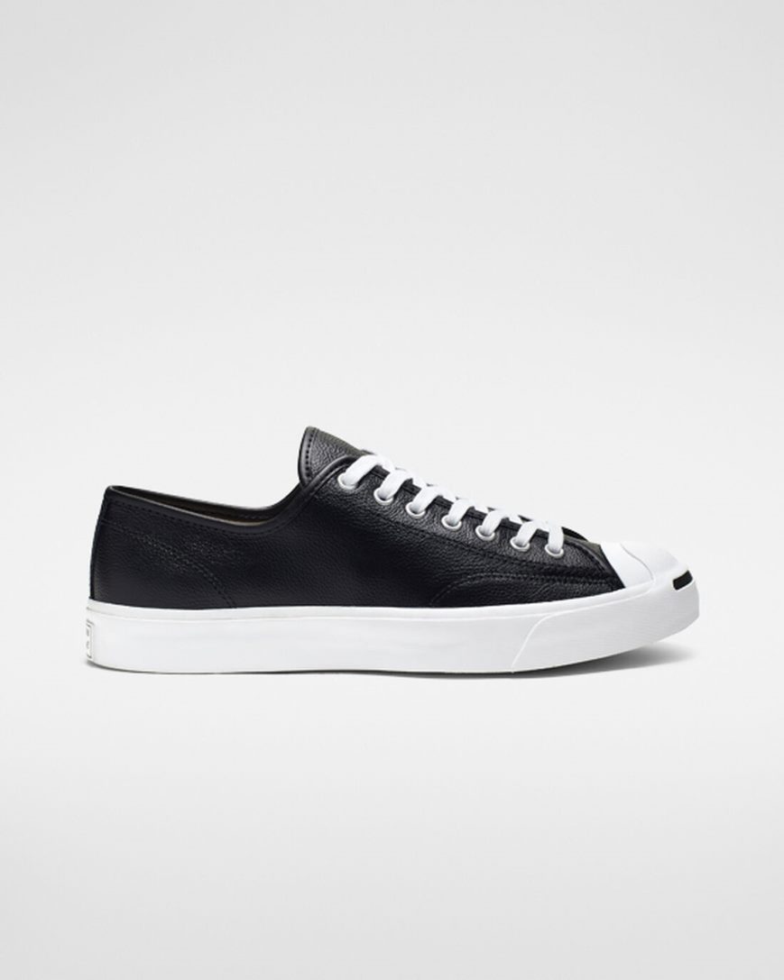 Tenisky Nizke Converse Jack Purcell Kozene Panske Čierne Biele | SK GAICS3